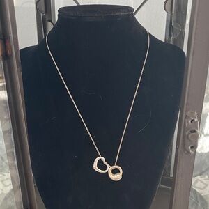 Tiffany & Co Elsa Open Heart & Elsa Peretti Eternal Circle Pendants Necklace